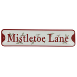 23.4" x 5.5" Mistletoe Lane Metal Sign