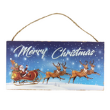 11.8" x 6" Santa with Sleigh Wood Sign