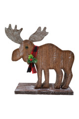 13" Wood Moose with Scarf