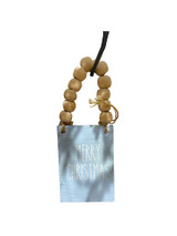 3.5" Merry Christmas Ornament with Beaded Hanger - Asst Colors