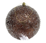 150mm Glittered Bead Ball Ornament - Brown