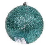 150mm Glittered Bead Ball Ornament - Aqua