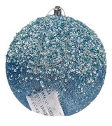 150mm Glittered Bead Ball Ornament - Blue