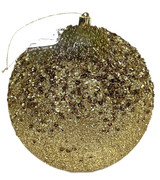 150mm Glittered Bead Ball Ornament - Gold/Brown