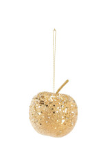 3" Glitter & Bead Apple Ornament - Gold
