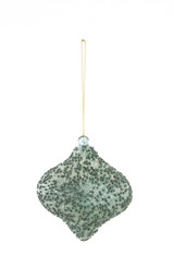 4" Glitter & Bead Finial Ornament - Green
