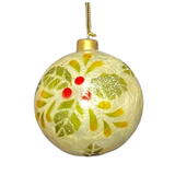 4" Capiz Ball Ornament - Holly