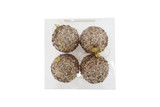 3" Champagne Diamond Sequin Ornaments - Set of 4