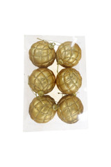 3" Gold Christmas Ball Ornament - Set of 6
