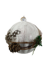 3.9" Natural Pinecone & Feather Ornament