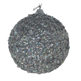 100mm Silver Chunky Glitter Ball Ornament - Set of 4