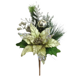 15.5" Poinsettia Pick with Accents - Champagne