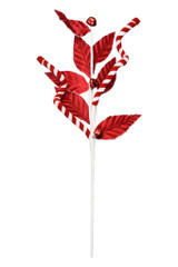 23" Glittered Tip Leaf Spray with Candy Cane Accents