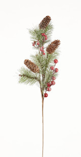 28" Pine Spray with Pinecones & Berries