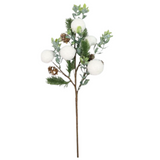 19.5" Greenery Pick with Snowballs & Pinecones