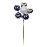 10.5" Mixed Ball Ornament Pick - Navy & Silver