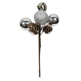 8.5" Ball, Pinecone & Bell Pick - Silver