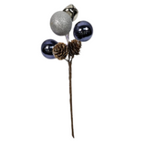 8.5" Ball, Pinecone & Bell Pick - Silver & Blue