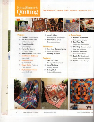 Fons & Porter's LOVE OF QUILTING Magazine September/October 2007
