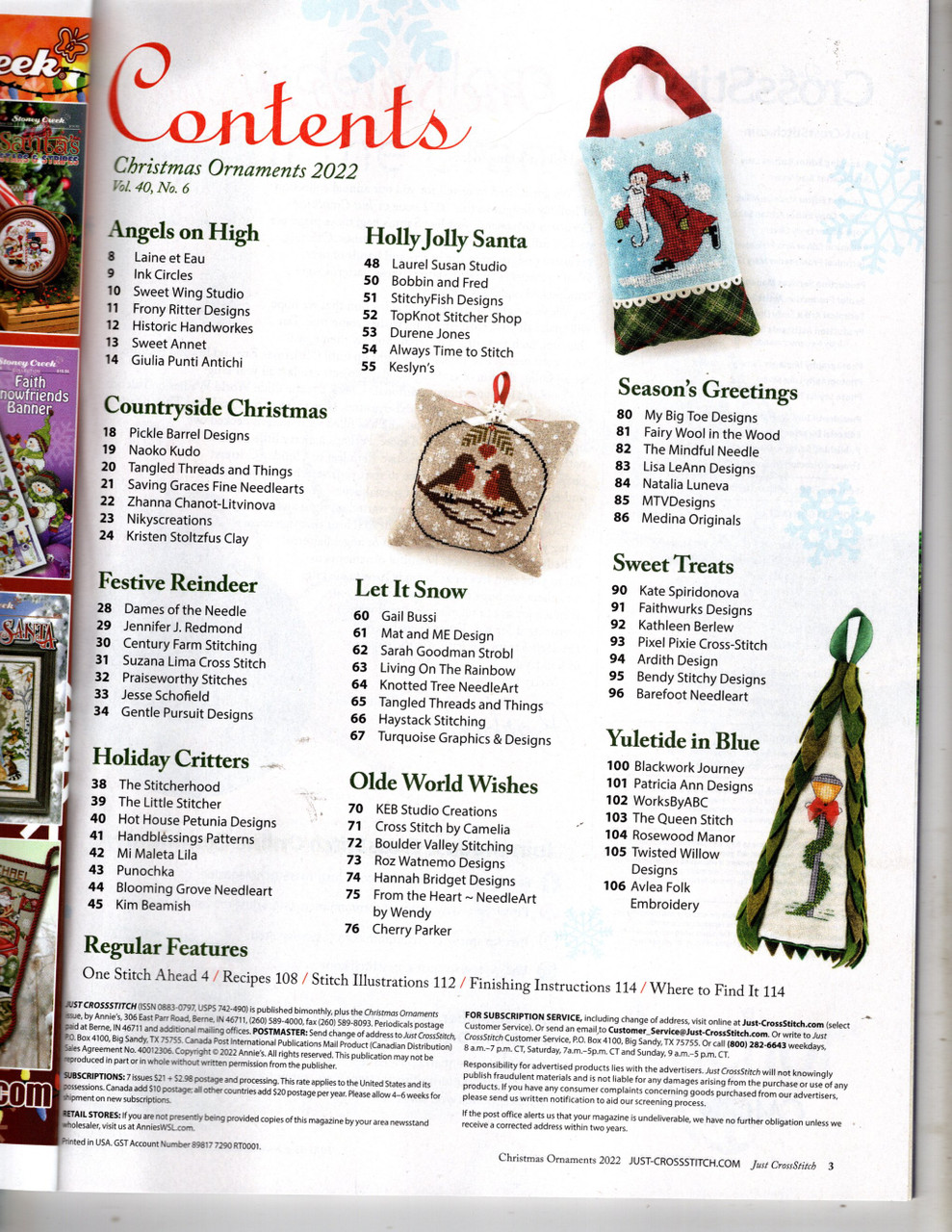 Just Cross Stitch 2022 Christmas Ornaments Magazine
