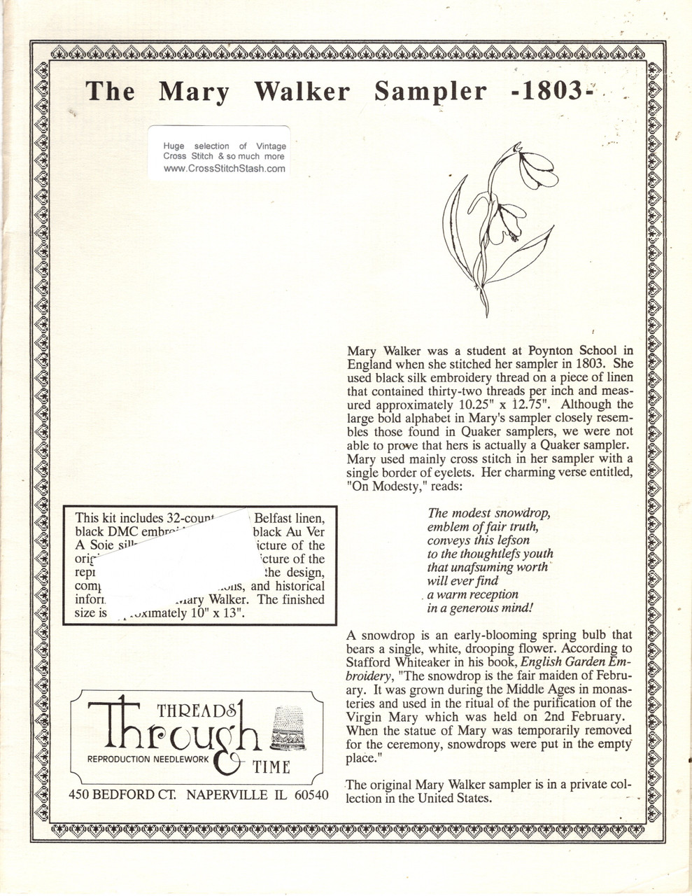 Threads Through Time THE MARY WALKER SAMPLER