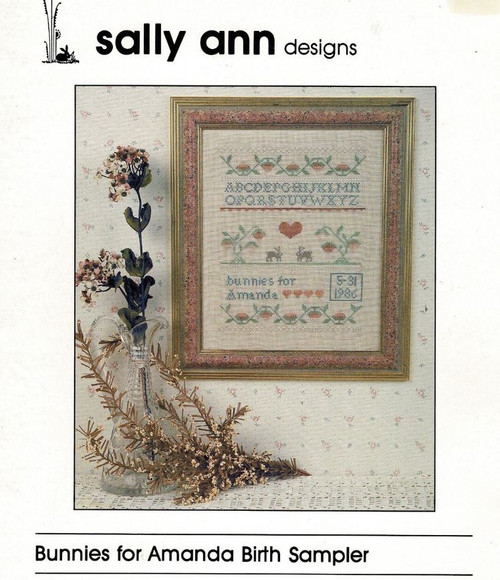 Sally Ann Designs Bunnies for Amanda Birth Sampler cross stitch leaflet