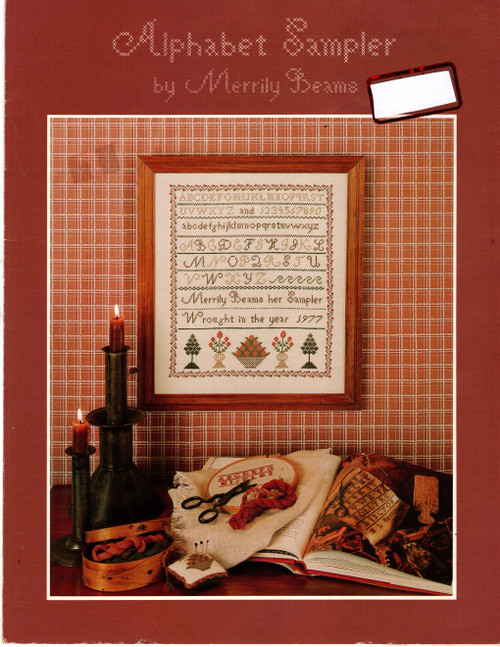 The Sewing Bird Alphabet Sampler counted cross stitch leaflet. Merrily Beams
