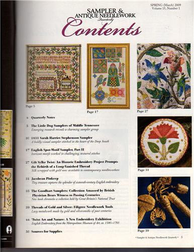 SAMPLER & ANTIQUE NEEDLEWORK  Quarterly Spring 2009 Vol 54
