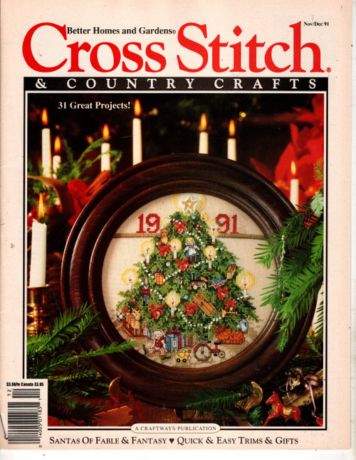 Cross Stitch and Country Crafts Magazine November/December 1991 Cross Stitch Pattern magazine. Santa's of Fable & Fantasy