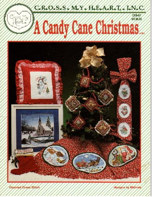 Cross My Heart A Candy Cane Christmas counted cross stitch booklet. Melinda. Merry Christmas, Peace on Earth, Mr Mouse, Mrs Mouse, Merry Christmas Mouse, Evening Sleigh Ride, Sleeping Santa, North Pole, Santa and Sleigh, Treetop Angel, Noel Bell Beaded Ornament, Holly Berry Beaded Ornament, Candel Beaded Ornament, Teddy Bear Peppermint Stocking, Candy Cane Alphabet, Scalloped Stocking Border, Peppermint Tree Border Cross My Heart A Candy Cane Christmas counted cross stitch booklet. Melinda. Merry Christmas, Peace on Earth, Mr Mouse, Mrs Mouse, Merry Christmas Mouse, Evening Sleigh Ride, Sleeping Santa, North Pole, Santa and Sleigh, Treetop Angel, Noel Bell Beaded Ornament, Holly Berry Beaded Ornament, Candel Beaded Ornament, Teddy Bear Peppermint Stocking, Candy Cane Alphabet, Scalloped Stocking Border, Peppermint Tree Border