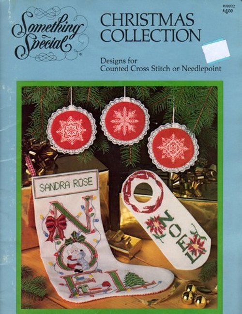 Something Special CHRISTMAS COLLECTION counted cross stitch or needlepoint patterns. Candi Martin. Noel Stocking, Merry Christmas Door Hanger, Noel Door Hanger, Geese Ornaments, Snow Flake, Snow Bear Ornaments, Pig Ornament, Cat Ornament, Duck Ornament, Pony Stocking, Forest Animals Stocking, Baby Bear Stocking, Baby Bunny Stocking, Snow Bunny Ornaments