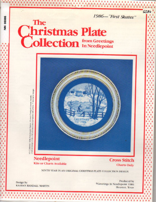 Greetings in Needlepoint The Christmas Plate Collection First Skates 1986 Cross Stitch Pattern chartpack. 9th plate in series. Kaaran Randall Martin