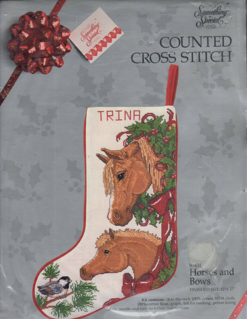 Candamar Something Special HORSES AND BOWS STOCKING counted cross stitch kit 50431