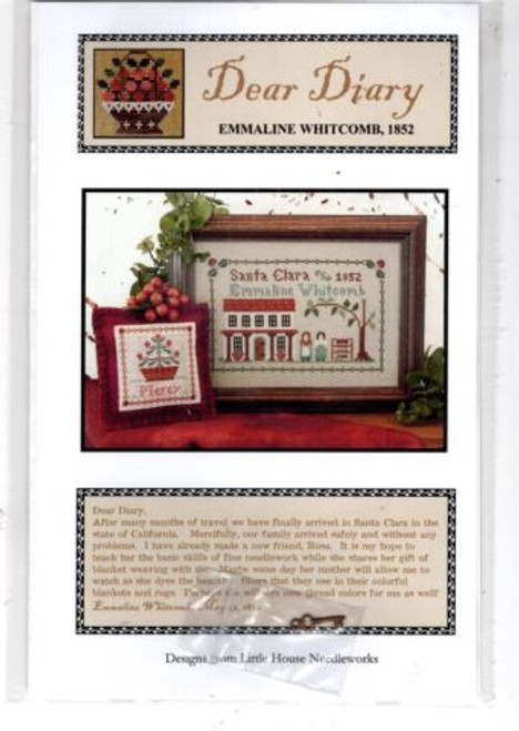Little House Needleworks Dear Diary Emmaline Whitcomb 1852 with charm cross stitch chartpack