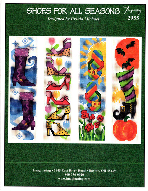 Imaginating Shoes for All Seasons Bookmarks counted cross stitch leaflet. Ursula Michael