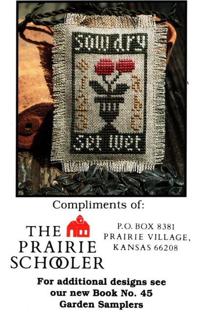 The Prairie Schooler Sow Dry Set Wet mini promo cross stitch card.