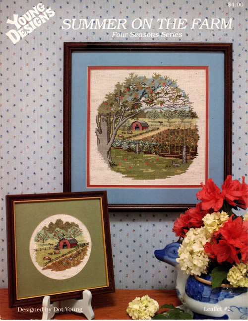 Young Designs Summer on the Farm  counted cross stitch leaflet. Four Seasons Series. Dot Young. Summer on the Farm, Summer Vignette