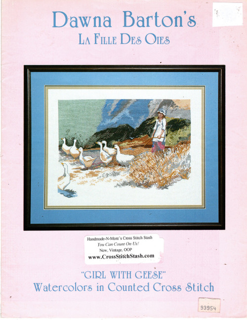 Dawna Barton Girl with Geese La Fille Des Oies counted cross stitch leaflet.