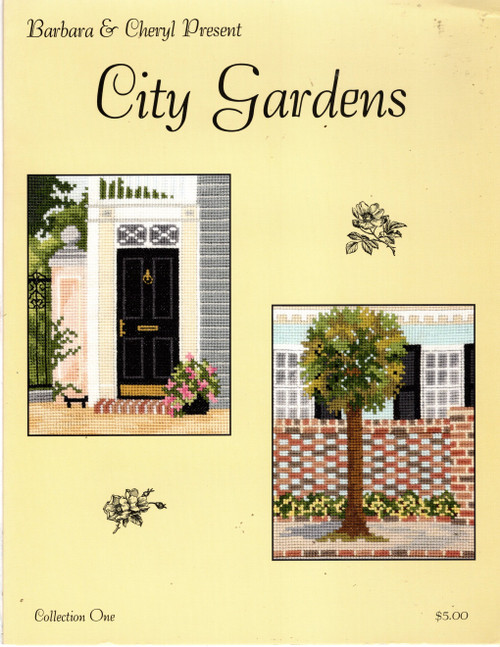 Barbara & Cheryl City Gardens counted cross stitch pattern leaflet. Collection One.