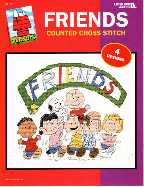 Leisure Arts Peanuts Counted Cross Stitch Friends counted Cross Stitch Pattern leaflet. Sunset, Friends, Smak, Couch Potato.