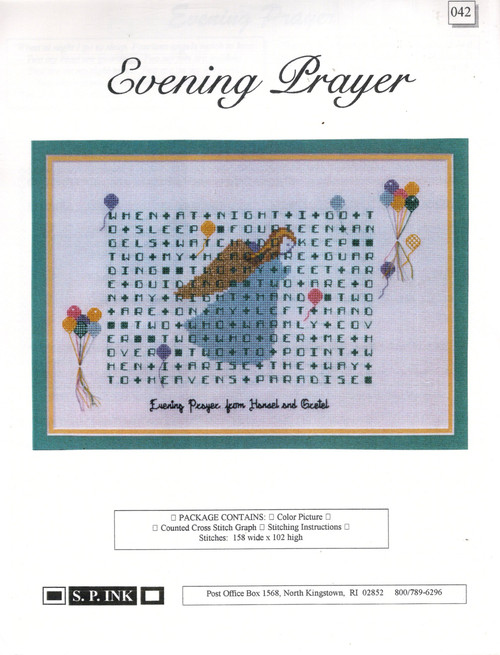 S.P. Ink Evening Prayers counted cross stitch chartpack