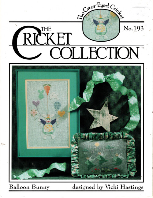 The Cross-Eyed Cricket Collection Balloon Bunny No 193 counted cross stitch leaflet. Vicki Hastings. Balloon Bunny, Whatever