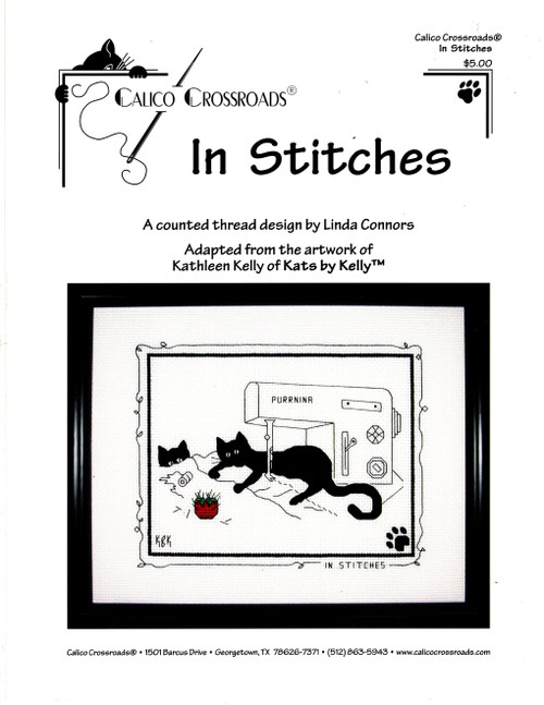 Calico Crossroads In Stitches counted cross stitch leaflet. Linda Connors