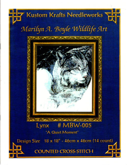 Kustom Krafts Lynx counted cross stitch booklet. A Quiet Moment. Marilyn A Boyle Wildlife Art