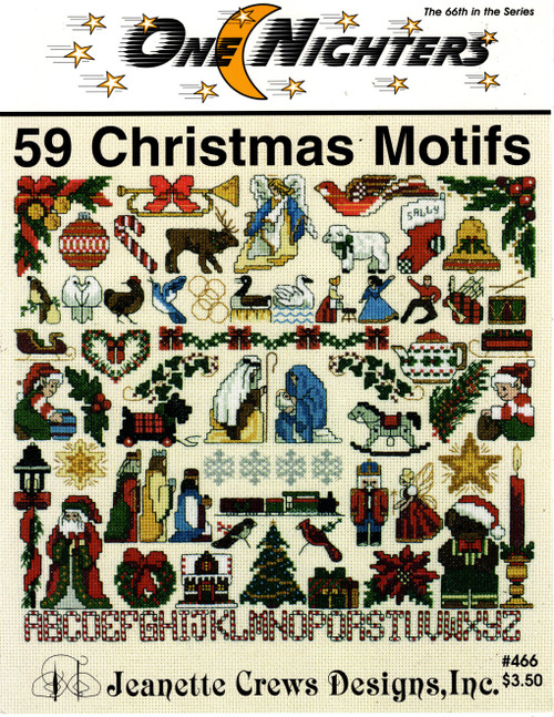 Jeanette Crews One Nighters 59 Christmas Motifs coutned cross stitch leaflet