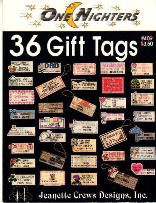 Jeanette Crews One Nighters 36 Gift Tags counted cross stitch leaflet