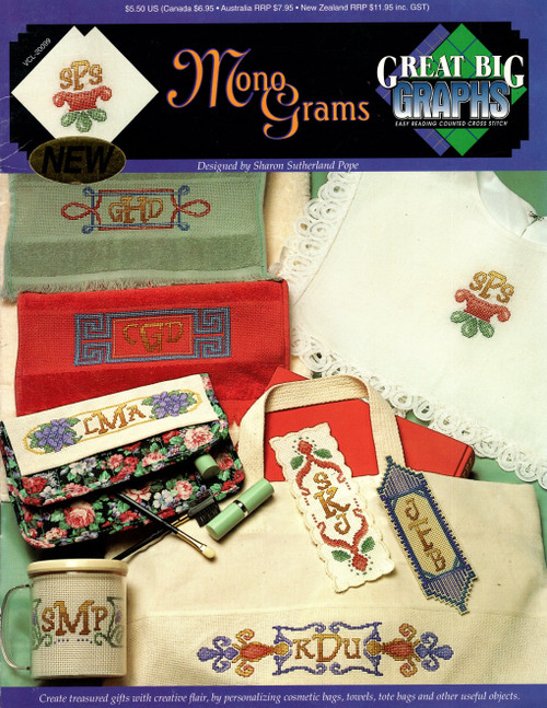 True Colors Monograms Counted Cross Stitch Pattern booklet. Great Big Graphs. Sharon Sutherland Pope