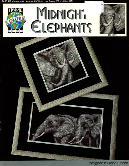 True Colors Midnight Elephants Counted Cross Stitch Pattern booklet. Todd Lubsen