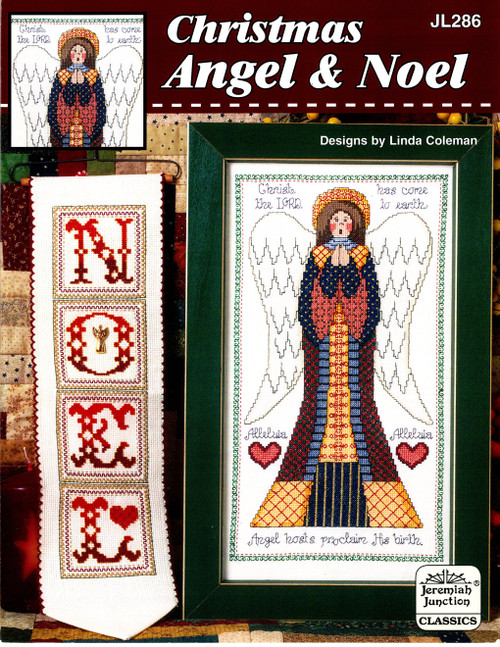 Jeremiah Junction Christmas Angel and Noel counted cross stitch leaflet. Linda Coleman