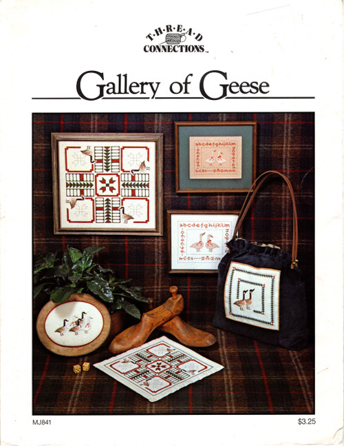 Thread Connections Gallery of Geese Counted Cross Stitch Pattern leaflet. ABC Sampler, Box Lid, Parchisi Board, Handbag Insert